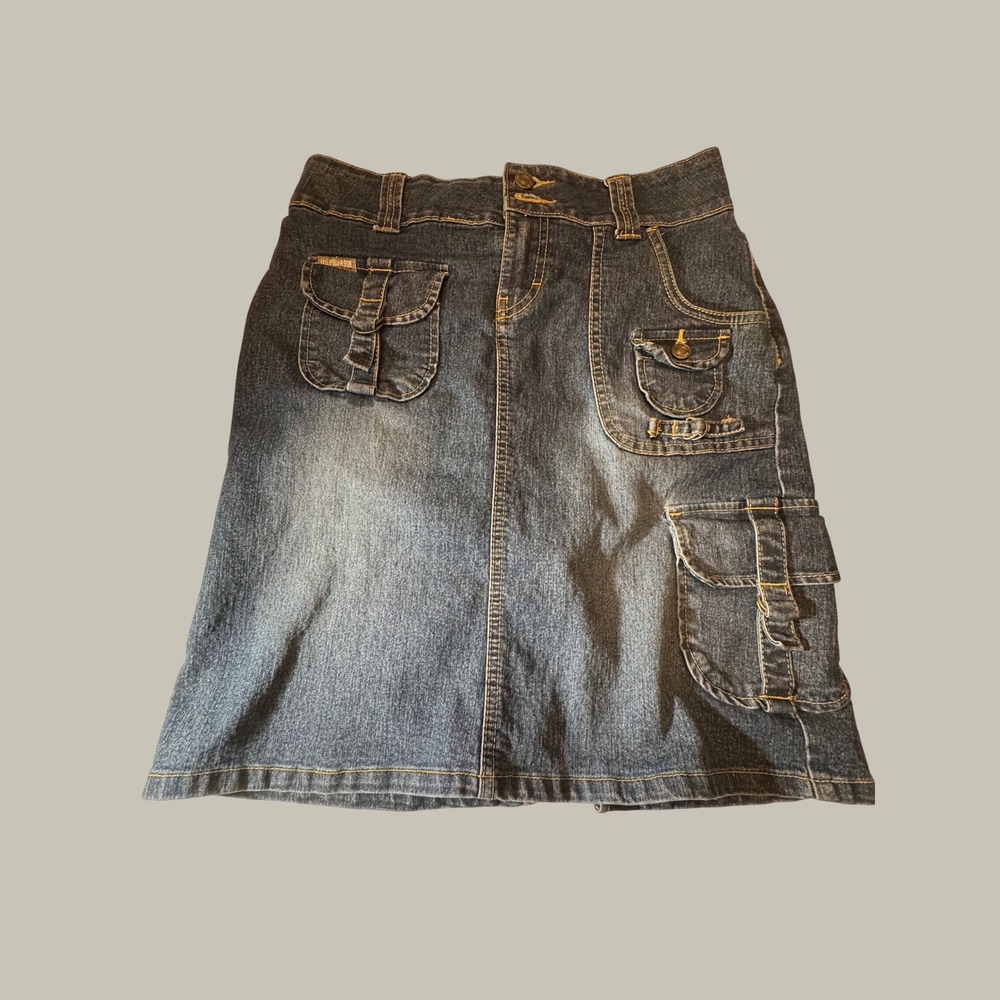 US Polo Assn Denim Cargo Skirt Dark Wash Utility Pockets Blue Size 7/8 Mens